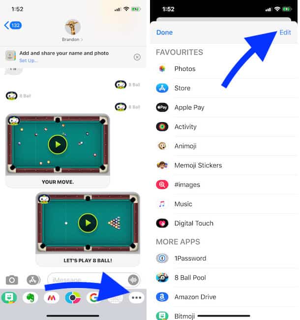 Encuentra el juego y la aplicación instalada en la aplicación de Mensajes en el iPhone